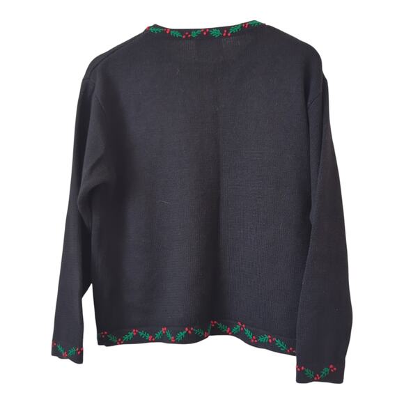 VTG Susan Bristol Angel Tree Country Kitsch Cardigan Ugly Christmas Sweater L - Picture 3 of 7